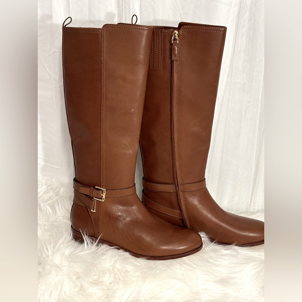 NWOT Lauren Ralph Lauren Blayke Burnished Leather Tall Boot